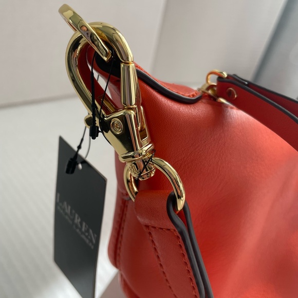 NWT RALPH LAUREN  Kassie medium leather convertible shoulder bag fall orange - Picture 2 of 12